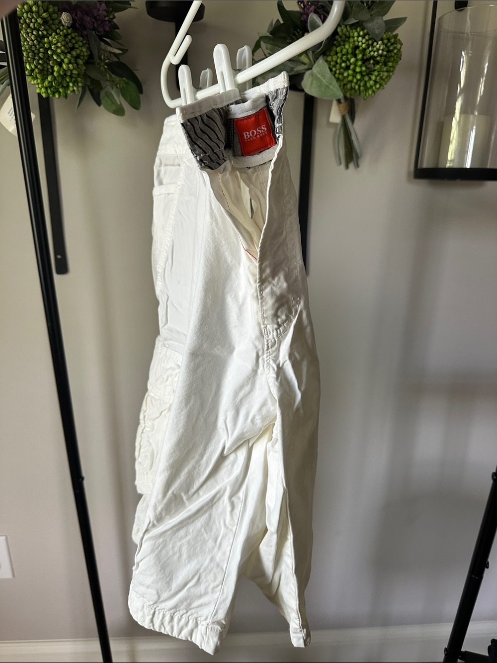 BOSS White Casual Trousers with Subtle Stitching